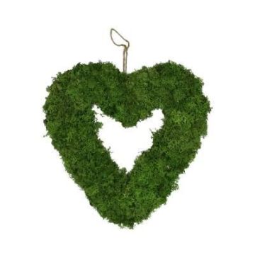 Couronne décorative Cœur MADISSON en mousse d'Islande, à suspendre, vert, 5cm, Ø30cm Couronne décorative Cœur MADISSON en mousse d'Islande, à suspendre, vert, 5cm, Ø30cm