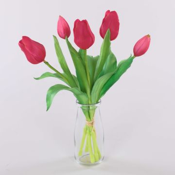 Bouquet de tulipes synthétiques LEANA, fuchsia-vert, 30cm, Ø20cm Bouquet de tulipes synthétiques LEANA, fuchsia-vert, 30cm, Ø20cm