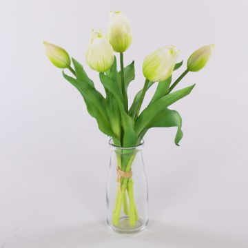 Bouquet de tulipes synthétiques LEANA, blanc-vert, 30cm, Ø20cm