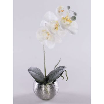 Fausse orchidée Phalaenopsis KAREN, pot décoratif, effet givré, blanc, 35 cm Fausse orchidée Phalaenopsis KAREN, pot décoratif, effet givré, blanc, 35 cm
