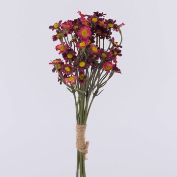 Fleur en tissu Botte de chrysanthèmes WEMKE, rouge bourgogne, 35cm