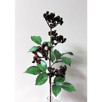 Branche de baies de sureau décorative CHATANGA avec des fruits, rouge bourgogne-noir, 60cm