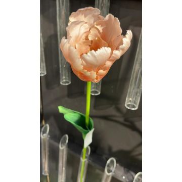 Tulipe perroquet artificielle PETSCHORA, abricot-rose, 65cm