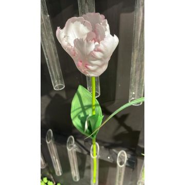 Tulipe perroquet artificielle PETSCHORA, blanc-rose, 65cm