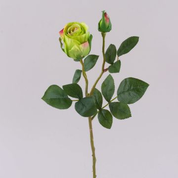Rose synthétique BARIADY, vert-fuchsia, 35cm, Ø5,5cm
