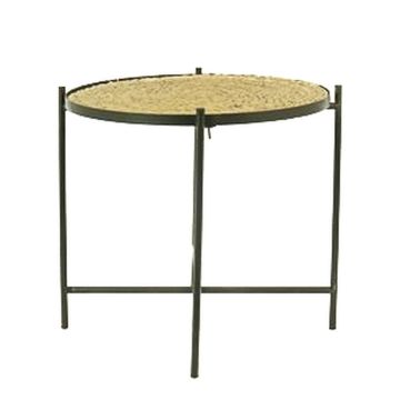 Table d'appoint ronde industrielle AMARACHI, brun-noir, 62cm, Ø43cm