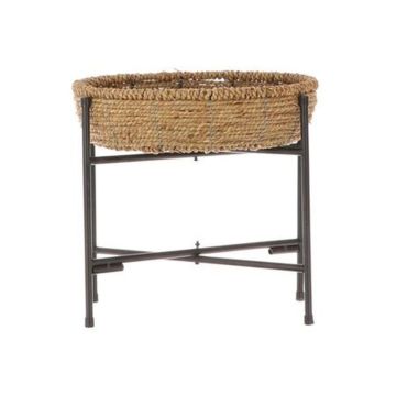 Table d'appoint ronde industrielle avec une option de rangement SILVIUS, brun-noir, 31cm, Ø32cm