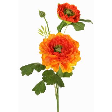 Branche de renoncule synthétique SAGARA, orange-vert, 45cm, Ø5-9cm Branche de renoncule synthétique SAGARA, orange-vert, 45cm, Ø5-9cm