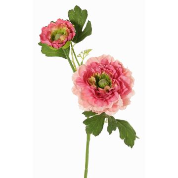 Branche synthétique de renoncule SAGARA, rose-fuchsia-vert, 45cm, Ø5-9cm