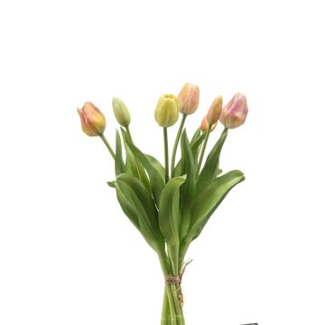 Bouquet de tulipes synthétiques assorties LONA, rose-pêche-jaune, 40cm Bouquet de tulipes synthétiques assorties LONA, rose-pêche-jaune, 40cm