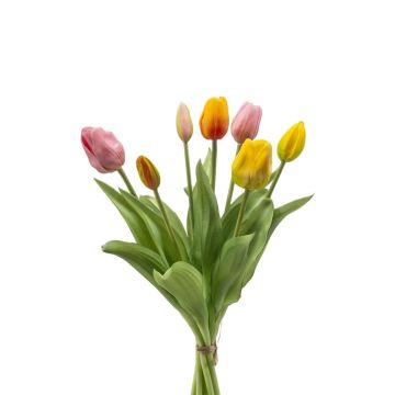 Bouquet de tulipes synthétiques assorties LONA, rose-jaune-orange, 40cm Bouquet de tulipes synthétiques assorties LONA, rose-jaune-orange, 40cm