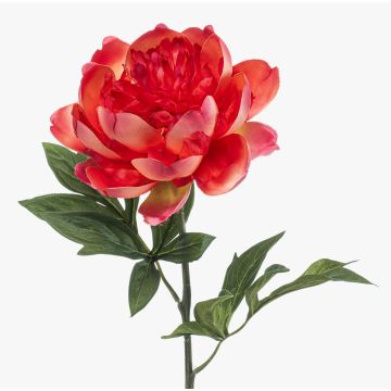 Fleur synthétique pivoine TWOLER, corail, 60cm, Ø13cm