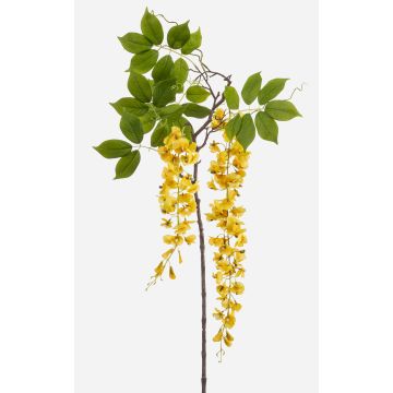 Grande fleur artificielle: branche de glycine NISSRINE avec fleurs, jaune, 145cm