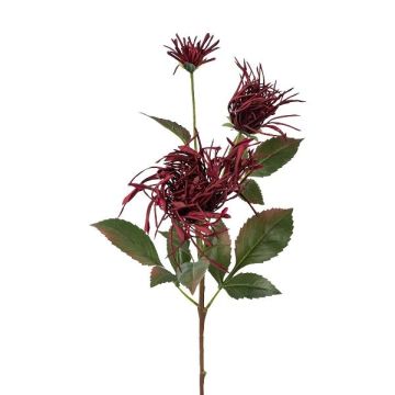 Branche de fleurs artificielles Chrysanthème MIRANE, rouge bourgogne, 70cm