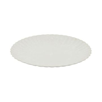 Assiette décorative ronde KHADIJA avec des rainures, matière synthétique, blanc, 3cm, Ø33cm