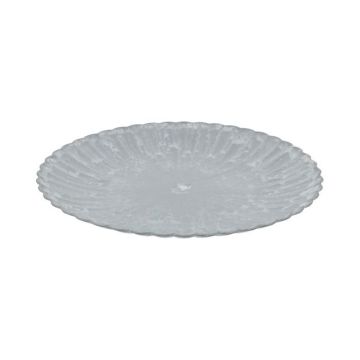 Assiette décorative ronde KHADIJA avec des rainures, matière synthétique, gris, 3cm, Ø33cm
