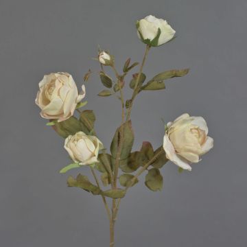 Branche de roses artificielles SITARA, aspect séché, crème-rose, 75cm, Ø5-8cm Branche de roses artificielles SITARA, aspect séché, crème-rose, 75cm, Ø5-8cm