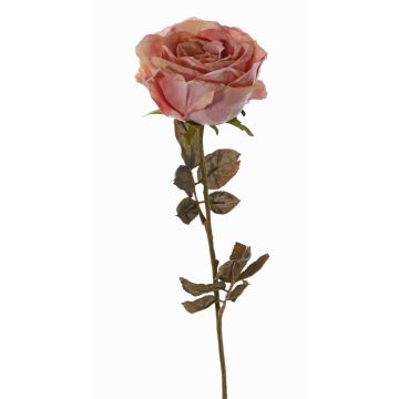 Rose artificielle NAJMA, aspect séché, vieux rose, 65cm, Ø10cm
