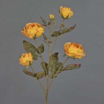 Branche de roses artificielles SITARA, aspect séché, orange-jaune, 75cm, Ø5-8cm Branche de roses artificielles SITARA, aspect séché, orange-jaune, 75cm, Ø5-8cm