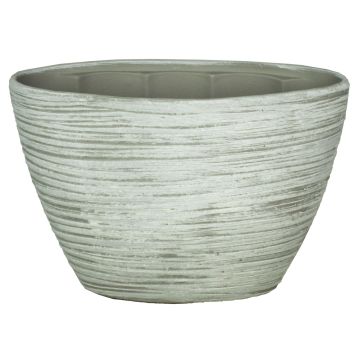 Pot ovale en céramique pour orchidée ADELPHOS, rainures, blanc-gris clair, 32x14,5x22,5cm Pot ovale en céramique pour orchidée ADELPHOS, rainures, blanc-gris clair, 32x14,5x22,5cm