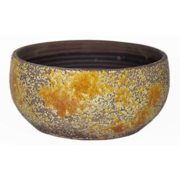 Coupe en céramique rustique TSCHIL, dégradé, jaune ocre-brun, 13cm, Ø28cm