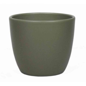 Petit pot de fleurs TEHERAN BASAR, céramique, vert olive mat, 8,5cm, Ø10,5cm
