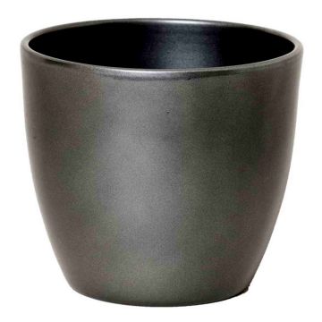 Petit pot de fleurs TEHERAN BASAR, céramique, anthracite, 9,8cm, Ø12cm