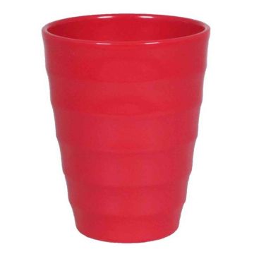 Pot à orchidée IZEH, céramique, rouge, 17cm, Ø14cm