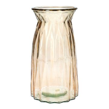 Vase de table en verre RUBIE, taupe-transparent, 20cm, Ø10,8cm