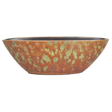 Coupe bateau en céramique ELIEL, mouchetée, jaune-orange, 40x15x12cm