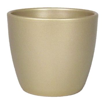 Grand cache-pot TEHERAN BASAR, céramique, or mat, 27cm, Ø32cm Grand cache-pot TEHERAN BASAR, céramique, or mat, 27cm, Ø32cm
