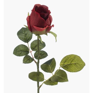 Rose artificielle DIXLEN, rouge foncé et vert, 70 cm, Ø 7 cm