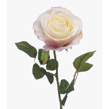 Rose artificielle BRUNETTE, blanc-rose, 70 cm, Ø 11 cm