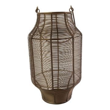 Lanterne en fer EMANUELE, avec poignée, bronze, 48 cm, Ø 28 cm Lanterne en fer EMANUELE, avec poignée, bronze, 48 cm, Ø 28 cm