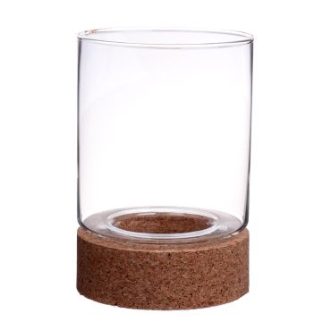Verre à bougie BERRO avec base en liège, transparent, 20cm, Ø15cm