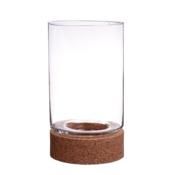 Verre à bougie BERRO avec base en liège, transparent, 25cm, Ø15cm