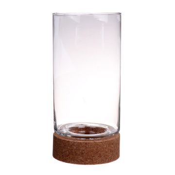 Verre à bougie BERRO avec base en liège, transparent, 30cm, Ø15cm