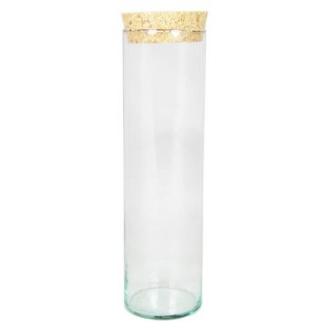 Tube avec bouchon en liège SINAN, transparent, 30cm, Ø8,5cm