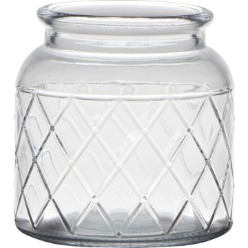 Lanterne THIDA, motif losange, transparent, 10,5cm, Ø10cm