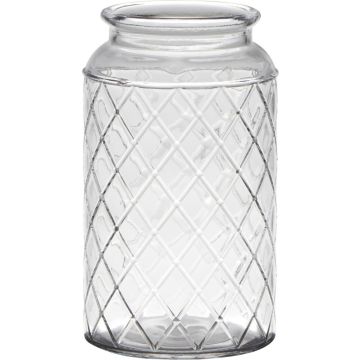 Lanterne THIDA, motif losange, transparent, 18cm, Ø10cm