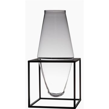 Vase à poser au sol en verre CHINAJA avec support en métal, transparent, 61cm, Ø29cm