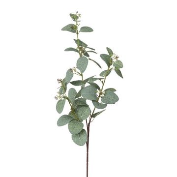 Branche artificielle Eucalyptus PLAVEN avec des fleurs, vert, 70cm