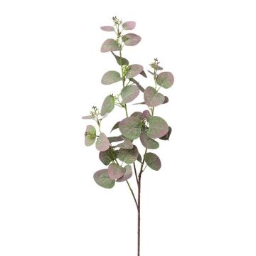 Branche artificielle Eucalyptus PLAVEN avec des fleurs, vert-lilas, 70cm