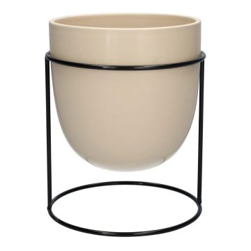 Cache-pot en céramique DIMITRIOS avec support métallique, beige-mat-noir, 13 cm, Ø 10,8 cm Cache-pot en céramique DIMITRIOS avec support métallique, beige-mat-noir, 13 cm, Ø 10,8 cm
