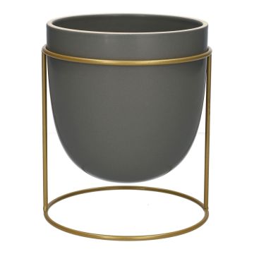 Cache-pot en céramique DIMITRIOS avec support métallique, gris-mat-doré, 13 cm, Ø 10,8 cm Cache-pot en céramique DIMITRIOS avec support métallique, gris-mat-doré, 13 cm, Ø 10,8 cm