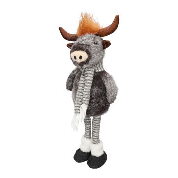 Taureau décoratif en peluche STADEN, debout, gris, 25 x 19 x 67 cm Taureau décoratif en peluche STADEN, debout, gris, 25 x 19 x 67 cm