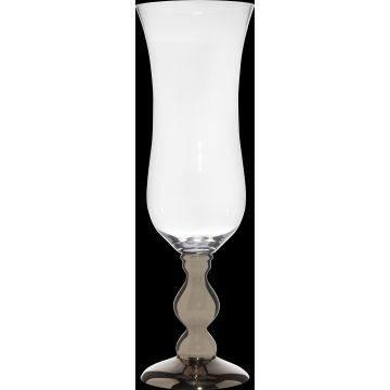 Flûte à champagne XXL PIYA sur socle, transparent-argent, 90cm, Ø29cm