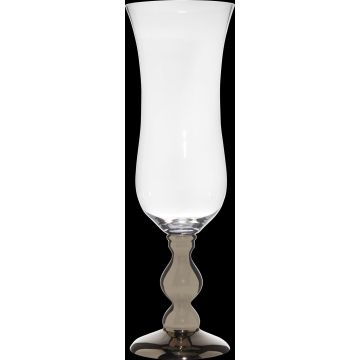 Flûte à champagne XXL PIYA sur socle, transparent-argent, 117cm, Ø39cm