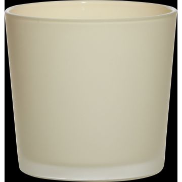 Cache-pot en verre ALENA FROST, beige mat, 11cm, Ø11,5cm