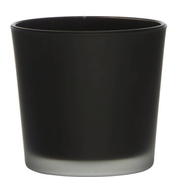 Cache-pot en verre ALENA FROST, noir mat, 11cm, Ø11,5cm
